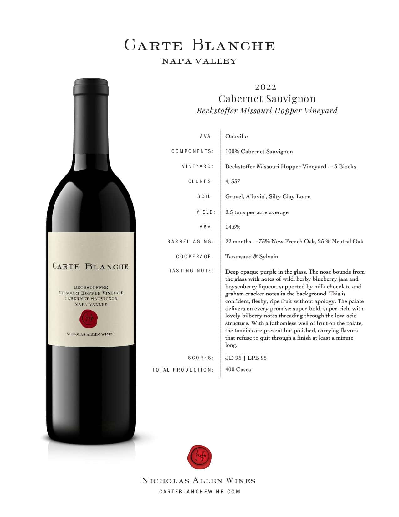 2022 Carte Blanche Cabernet Sauvignon