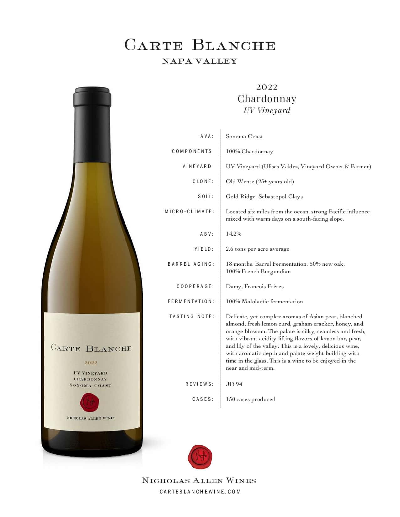 2022 Carte Blanche Chardonnay UV