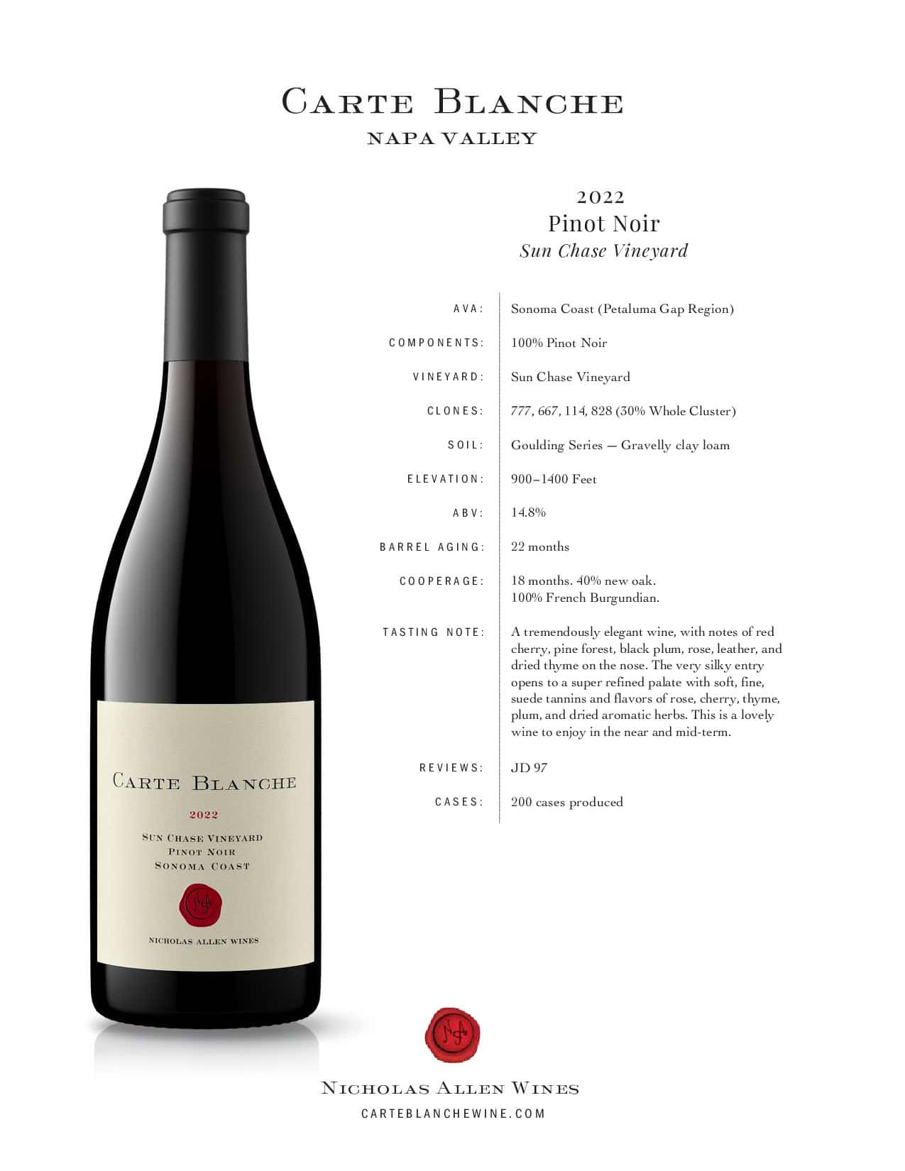 2022 Carte Blanche Pinot Noir